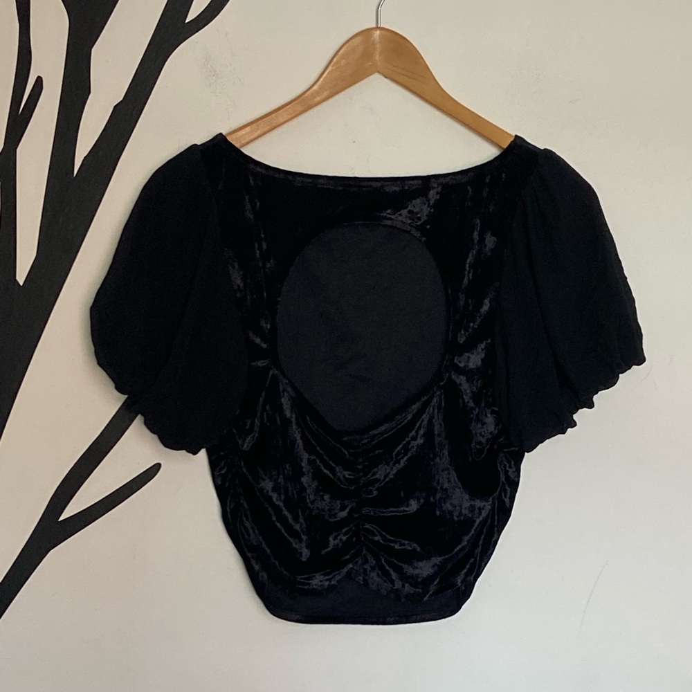 Free People Midnight Mood black velvet crop top - Picture 8 of 12